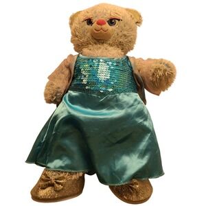 Build-A-Bear Workshop Disney Frozen Elsa Plush Bear Blue Sequin Dress Cape Shoes